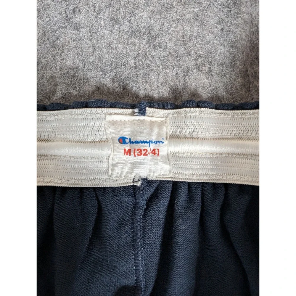 Champion Mens Navy Blue Jersey Athletic Shorts Elastic Waist Pockets Logo